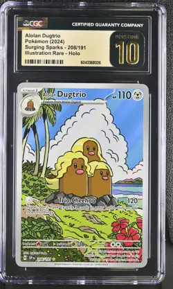 Pokemon Alolan Dugtrio 208/191 Illustration Rare Surging Sparks CGC 10 PRISTINE - Image 1