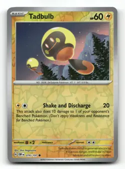 Tadbulb 076/197 - Obsidian Flames Reverse Holo - Pokemon Card NM/M - Image 1