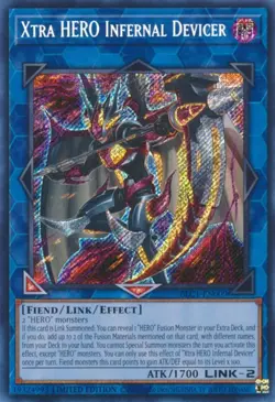 BLC1-EN009 Xtra HERO Infernal Devicer Secret Rare Limited Edition YuGiOh Card - Image 1