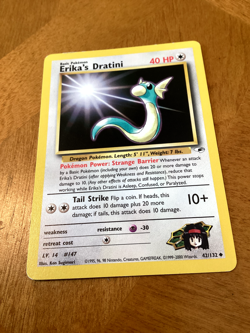 Erika's Dratini 42/132 Gym Heroes Pokemon Card Vintage WOTC - Image 1