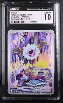 Pokemon Fleknoil Woobat | Deutsch 119/086 Weiße Flammen | CGC PSA 10 - Image 1