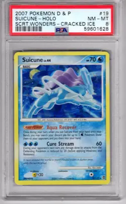 Pokemon Diamond And Pearl Secret Wonders #19 Suicune Holo Cracked Ice PSA 8 - Image 1