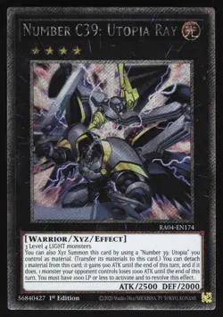Number C39: Utopia Ray - RA04-EN174 - Platinum Secret Rare - 1st Edition Yugioh - Image 1