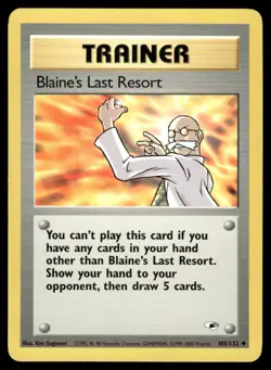Pokemon Cards Blaine's Last Resort 105/132 Unlimited Gym Heroes WOTC Uncommon NM - Image 1