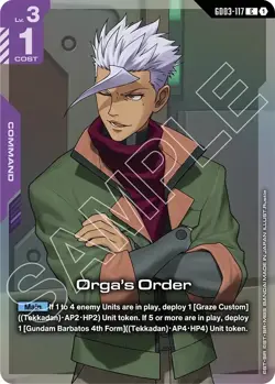 Orga's Order - GD03-117 Alt Art - Gundam TCG Premium Card PC01A - English NM - Image 1