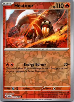 Heatmor 039/197 Reverse Holo Obsidian Flames OBF NM Pokemon TCG Card - Image 1