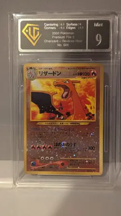 2000 Pokemon Japanese Neo 2 Premium file006 Charizard Reverse Foil Graded 9 UGC - Image 1