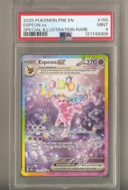 2025 Pokemon Prismatic Evolutions Espeon ex 155/131 PSA 9 MINT Illustration Rare - Image 1