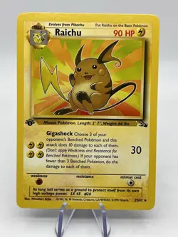 Pokemon Vintage 1st Edition Raichu 29/62 Fossil Wizards Of The Coast 1999 NM - Image 1
