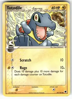 Totodile 67/101 Common Dragon Frontiers Pokemon Heavily Played - Image 1