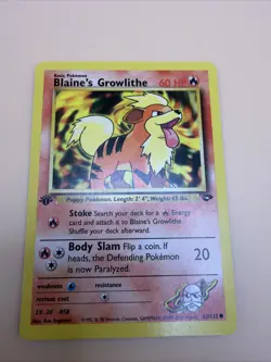 1st Edition Blaine’s Growlithe 62/132 - Gym Challenge - Near Mint - Image 2