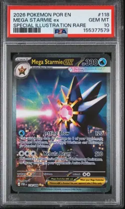 2026 POKEMON PERFECT ORDER SPECIAL ILLUSTRATION RARE #118 MEGA STARMIE EX PSA 10 - Image 1