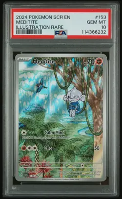 Pokemon TCG Meditite Illustration Rare Card 153/142 Stellar Crown PSA 10 - Image 1