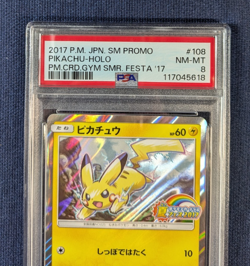 PSA8 Pikachu Promo 108/SM-P Gym Summer Festa Prize 2017 Japanese Pokemon NM K001 - Image 3