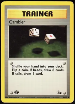 Fossil Gambler 60/62 Common Pokemon 1st Edition MP - Image 1