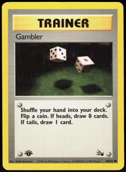 Fossil Gambler 60/62 Common Pokemon 1st Edition MP - Image 1