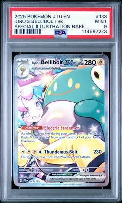 2025 POKEMON JTG SPECIAL ILLUSTRATION RARE #183 IONO'S BELLIBOLT EX PSA 9 - Image 1