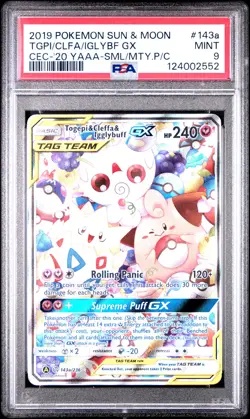 2019 POKEMON SUN & MOON COSMIC ECLIPSE TOGEPI & CLEFFA & IGGLYBUFF GX PSA 9 - Image 1