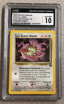 Pokemon Black Star Promo #18 TEAM ROCKET’S MEOWTH CGC 10 (9020) Graded Power - Image 1