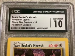 Pokemon Black Star Promo #18 TEAM ROCKET’S MEOWTH CGC 10 (9020) Graded Power - Image 3