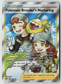 Pokemon Breeder's Nurturing 188/189 - SWSH03: Darkness Ablaze Holo - PTCG - Image 1