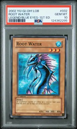 2002 Yugioh Lob-Legend Of Blue Eyes White Dragon 1st Ed Root Water PSA 10 - Image 1