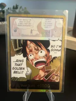 One Piece CCG Don!! Foil Card Luffy Ring That Golden Bell Standard English - Image 1