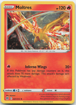 Moltres 021/172 Cosmos Holo Promo Brilliant Stars Pokemon Card NM - Image 1