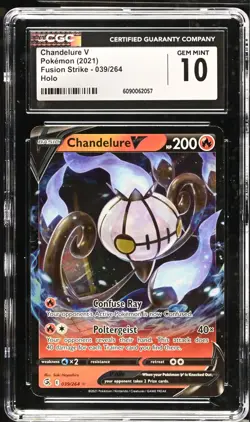 2021 Pokemon Fusion Strike Chandelure V 039/264 CGC 10 GEM MINT - Image 1