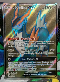 Pokemon Cobalion GX 168/181 Sun & Moon Team Up Full Art (NM) - Image 1