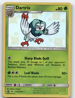 DARTRIX SV3/SV94 SHINY RARE HIDDEN FATES SHINY VAULT POKEMON NEAR MINT - Image 2