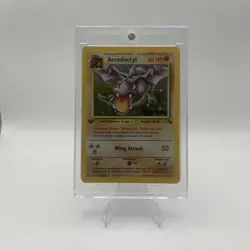 Pokemon Fossil Aerodactyl 1st Edition Holo 1/62 - MP Vtg Prerelease Rare Card - Image 1