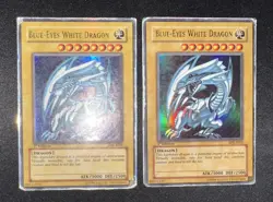 2x 1st Edition BLUE EYES WHITE DRAGON SDK-E001 Ultra Rare HEAVY PLAYED YuGiOh HP - Image 1