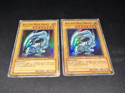 2x 1st Edition BLUE EYES WHITE DRAGON SDK-E001 Ultra Rare HEAVY PLAYED YuGiOh HP - Image 2