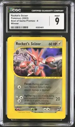 Pokemon TCG Scizor Rockets Best of Game Winner Promo Card CGC 9 - Image 1