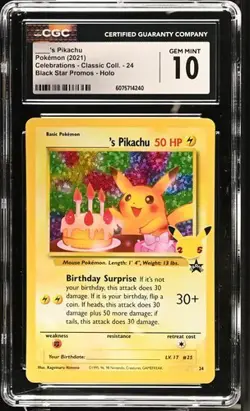 2021 Pokemon Celebrations Birthday Pikachu #24 CGC 10 - Image 1