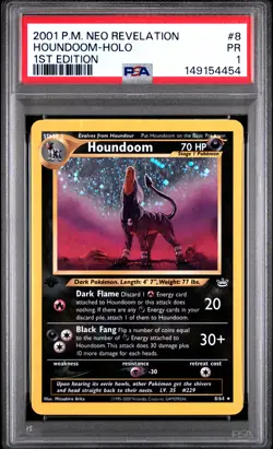 2001 POKEMON NEO REVELATION 1ST EDITION #8 HOUNDOOM-HOLO PSA 1 - Image 1