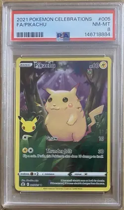 Pikachu 005/025 2021 Pokemon Celebrations - Full Art PSA 8 - Image 1