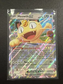 Pokemon Meowth EX Full Art Rare Holo 062/088 POR 170 HP Cat English - Image 1