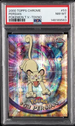 2000 TOPPS CHROME POKEMON T.V. TEKNO #53 PERSIAN PSA 8 - Image 1