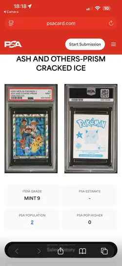 Merlin Pokemon 2000 Series 2 Ash & Friends Prism #2 PSA 9 Cracked Ice Top Pop 2 - Image 4