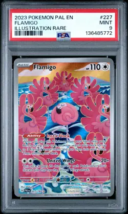 2023 POKEMON PAL EN-PALDEA EVOLVED ILLUSTRATION RARE #227 FLAMIGO PSA 9 - Image 1