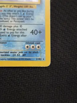 1999 Pokemon Base Set Blastoise 2/102 Unlimited Holo Rare - Damaged - Image 5