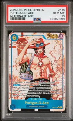 2025 ONE PIECE OP13-119 CARRYING ON HIS WILL PORTGAS D ACE SEC ALT ART PSA 10 - Image 1