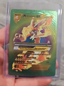 Blaziken EX Green Rainbow Foil Fan Art Vinyl Premium Collector Card - Image 1