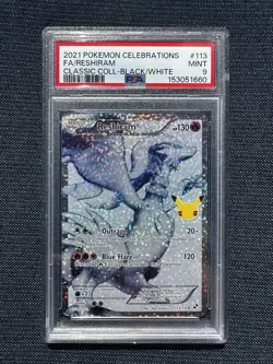 2021 Pokemon Celebrations Classic Black & White #113 FA Reshiram PSA 9 MINT - Image 1