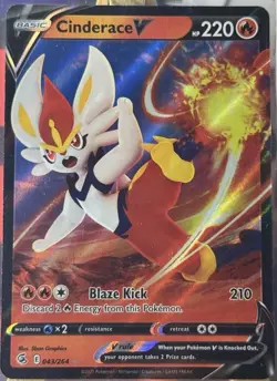 Cinderace V 043/264 Fusion Strike NM Full Art Ultra Rare Pokemon Card - Image 1