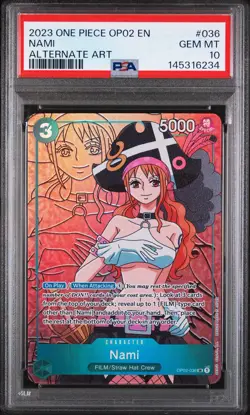 PSA 10 GEM MINT - NAMI ALTERNATE ART OP02-036 - One Piece Paramount War - Image 1