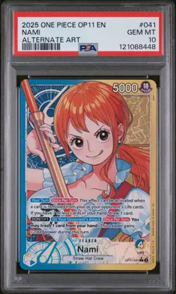 One Piece OP11-041 L Alt Art Leader Nami PSA10 English - Image 1