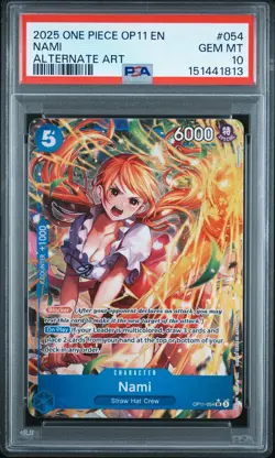 2025 One Piece - Nami #054 (Alternate Art) OP11-054 PSA 10 English GEM MINT - Image 1